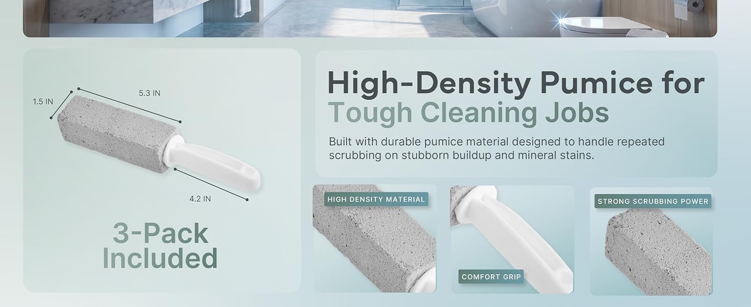 High-Density Pumice stone cleaning tool 3-pack product dimensions and texture
