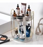 Zufudo Rotating Makeup Organizer 2 Tier Lazy Susan Trays Skincare Perfume Organizer for Bathroom ...
