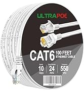Cat 6 Ethernet Cable 100 ft, 10Gbps Support Cat7 Cat5e Network, long Internet LAN Patch Cord, Pur...