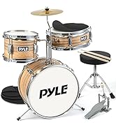 Pyle Set Ages 5-12-3 Piece Beginner Kids Drum Silencing Pads 13" Complete Junior Drummer Kit with...