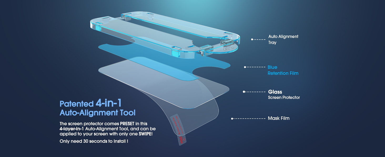 amFilm OneTouch iPhone 15 6.1" Screen Protector Tempered Glass