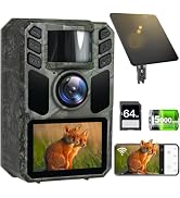 FKPCAM Trail Camera 4K 64MP Solar WiFi Game Hunting Camera with Night Vision– Built-in 5000mAh Ba...