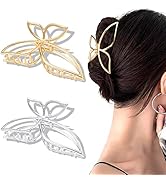 Ahoney Butterfly Claw Clips Metal Hair Clips 4.3" Gold Hair Clips for Women Non Slip Cute Hair Cl...