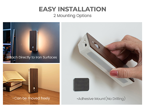 Easy Installation, Mini Stick-on Anywhere Night Light, Magnetic Mount