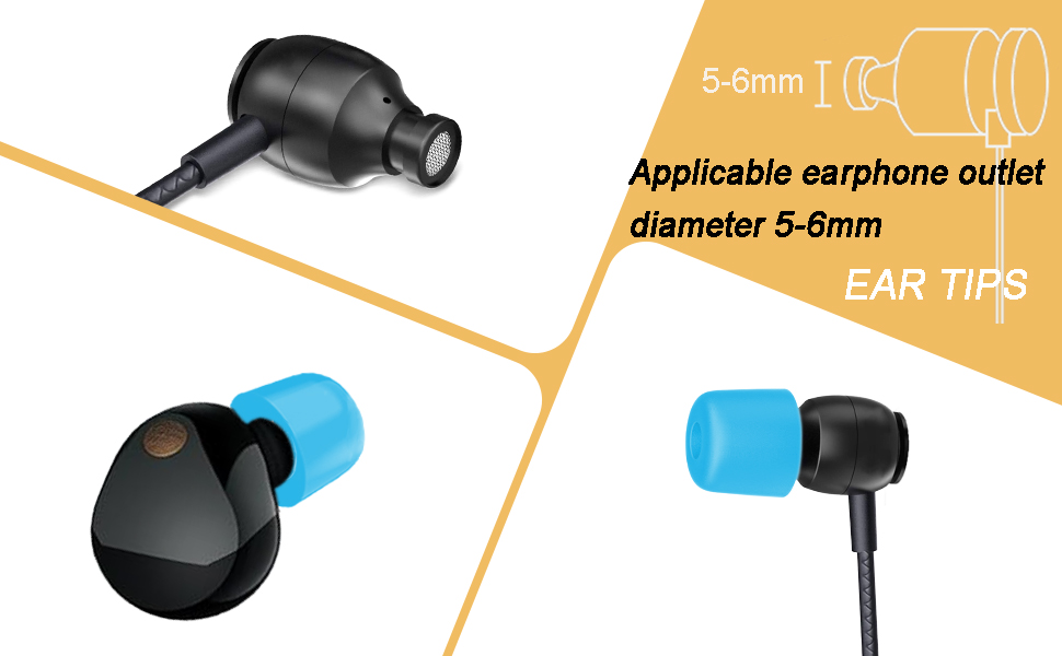 The size of memory foam eartips is 4.9 mm, compatible with in-ear headphones from 5-6 mm tips