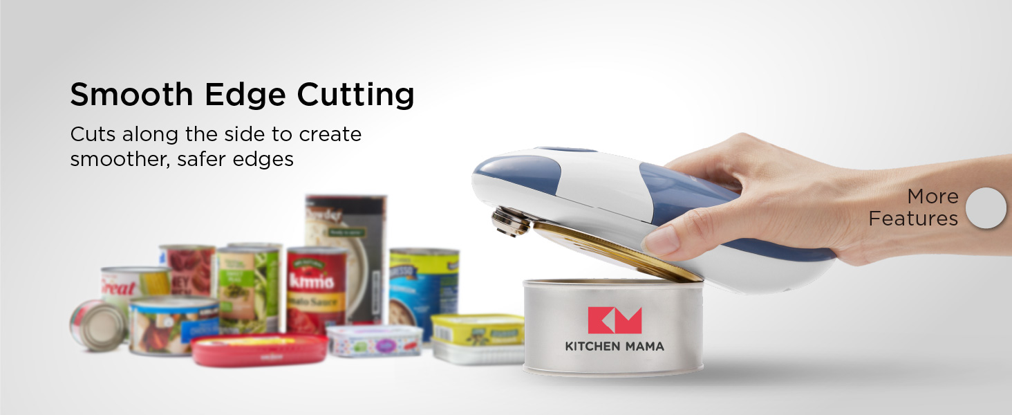 Kitchen Mama auto 2.0 electric can opener smooth edge cutting cuts along the side to create smoother