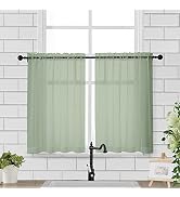 Chyhomenyc Kitchen Window Sheer Curtains Tier Pair 36in Length, Short Voile Sheer Window Curtians...