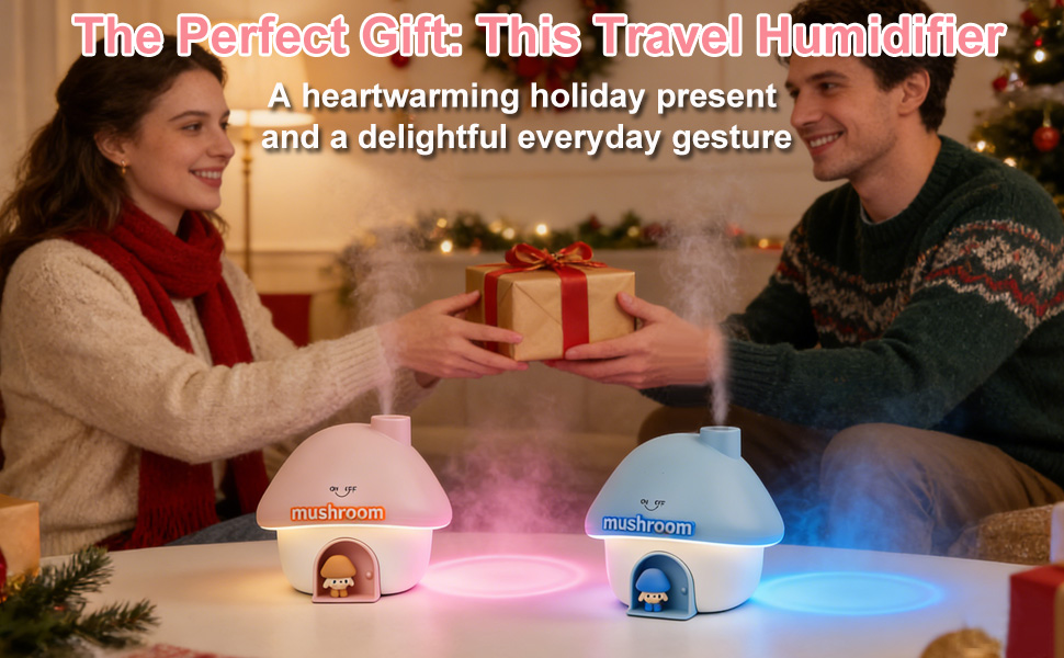 300ML Portable Mini Air Humidifier with Light Desk Humidifiers