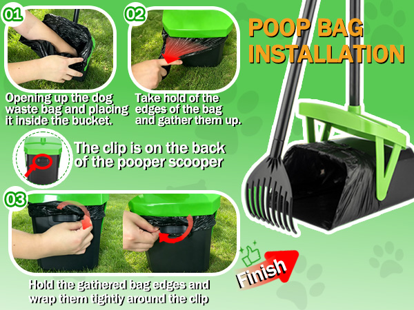 FUSBUNTY Dog Pooper Scooper Swivel Bin with 100 Waste Bags