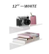 Sezanrpt 12 Inches White Acrylic Wall Shelves Set of 2, White Floating Shelf, Wall Mounted Shelve...