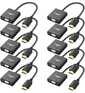 UV-CABLE HDMI to VGA Adapter 10-Pack, HDMI to VGA Adapter Male to Female Cable 1080P for Computer...