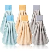 R HORSE 6Pcs Kitchen Hanging Towel with Hanging Loop Blue Beige Gray Hand Dishcloths Set Absorben...