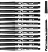 YISAN Black Dry Erase Markers Ultra Fine Tip,0.7mm Extra Fine Point, Whiteboard Markers with Eras...