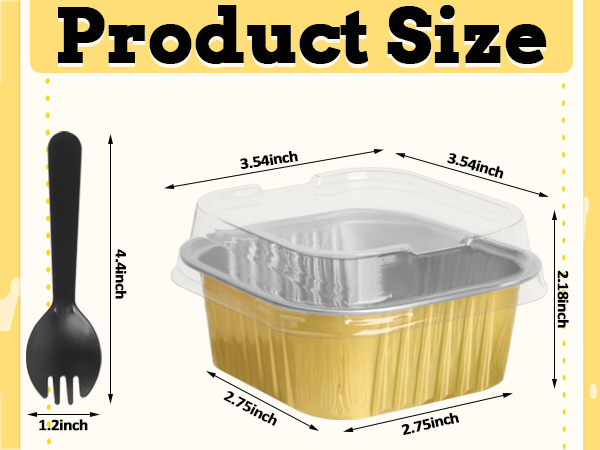 5 OZ Square Mini Baking Pans with Lids
