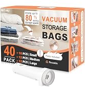 MITINU 40 Pack Vacuum Storage Bags with Rechargeable air Pump, Vacuum Seal Bags for Travel & Home...