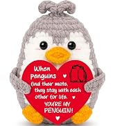 Valentines Day Anniversay Birthday Gifts for Her Him, Handmade Crochet You Are My Penguin Gifts f...