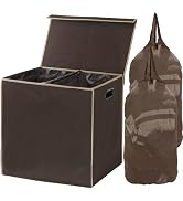 Simple Houseware Double Laundry Hamper with Lid and Removable Laundry Bags, Brown