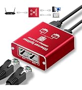Ethernet Splitter 1 to 2 High Speed 1000Mbps, Gigabit Ethernet Splitter, LAN Splitter Dual LAN RJ...