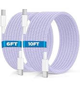 USB C to USB C Cable 6FT+10FT 2Pack 60W iPhone 17 16 15 Charger Cord Long Type C to C Cable Fast ...