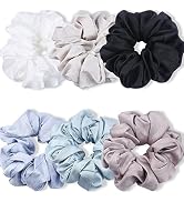 IVARYSS 6 inch Big Scrunchies for Women and Girls Thick Hair, Premium Twill Satin Fabric, Softer ...