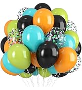 Green Orange Black Balloons, 12 Inch Fruit Green Orange Teal Black Confetti Latex Balloons for Bo...