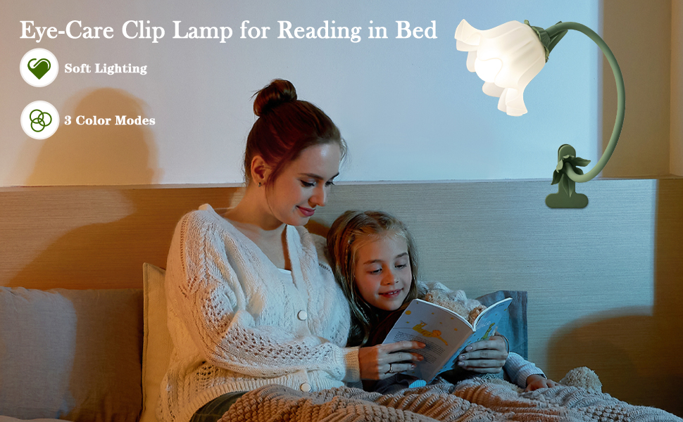 eye-care clip lamp for reading in bed