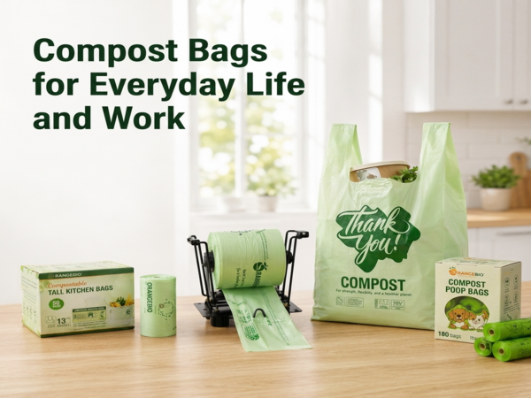 Orangebio trash bags, produce bags, shopping bags