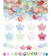 FIVEIZERO 300PCS Acrylic Cherry Blossom Flower Beads, 8 Colors Sakura Floral Bead Caps Charms for...