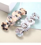 Fsmiling Medium Hair Barrettes For Women,2pcs Tortoise Hair Barrette,Acetate French Hair Clips Ba...