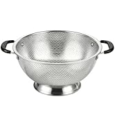 304 Stainless Steel Colander, 3 Quart Micro-Perforated Strainer with Heavy Duty Plastic Handles -...