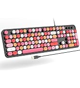 Atelus USB Wired Computer Keyboard - Retro Typewriter Keyboard - Full Size Office Keyboard with N...
