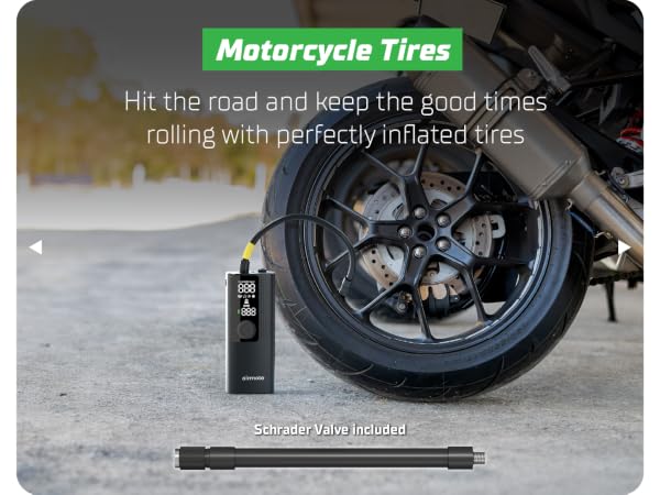 Cordless portable tire inflator for car shown inflating tire with digital screen and USB port