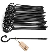 ASZUNE Screw Hooks 9in,Ceiling Hooks 30Pcs Screw-in Hooks,Birds House Christmas Lights and Curtai...