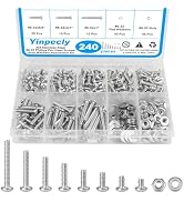 Yinpecly 240pcs #6-32 Phillips Pan Head Machine Screws Nuts Washers Assortment Kit,304 Stainless ...