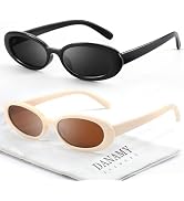 DANAMY Sunglasses Womens Retro Oval Sunglasses for Women Men Fashion Small Oval Sun Glasses 90s V...
