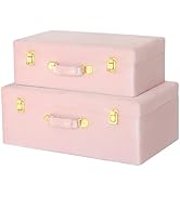 HofferRuffer Velvet Storage Trunks with Wood Frame, Set of 2 Storage Chests with Handles, Bedroom...