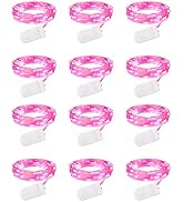 Brightown Valentine's Day 12 Pack Pink Led Fairy Lights Battery Operated String Lights Waterproof...
