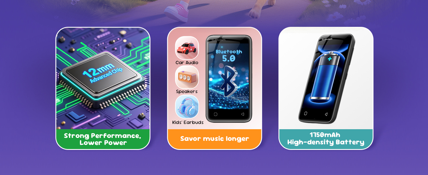 MP3 player features a low-power chip, Bluetooth 5.0, and a long-lasting 1150mAh battery.