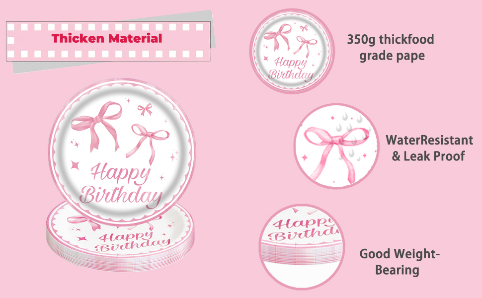 pink birthday plates and napkins