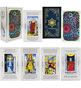 Smoostart PVC Tarot Cards with Meanings on Them, PVC Waterproof Anti-Wrinkle Luxury Gold Foil Tar...