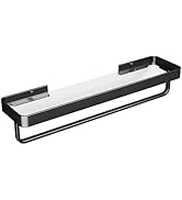 Danpoo Floating Bathroom Shelf with Towel Bar, Clear Tempered Glass Wall Shelf for Bathroom Stora...