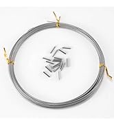 Alwonder 32.8ft Fishing Wire Fishing Leader Line with 20pcs Crimps Sleeves, Nylon Coated 1x7 Stai...