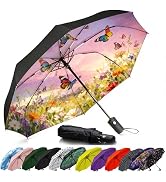 SIEPASA Compact Travel Umbrella - Windproof Auto Open/Close, Lightweight Folding Umbrella wIth Fi...