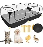 SlowTon Small Animals Playpen, Portable Large Chicken Run Coop with Detachable Bottom Breathable ...