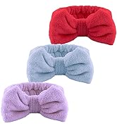 WSYUB Face Headband, 3PCS Bow Tie Hair Band in Elegant Color, Makeup Headband for Washing Face, S...