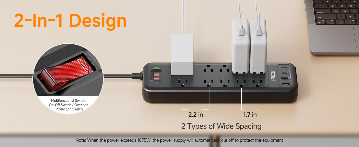 Black Power Strip with Switch