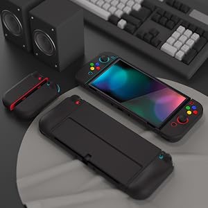 Dockable Hard Shell for Switch OLED w/Thumb Grip Caps & Button Caps