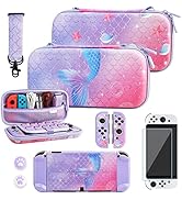 RHOTALL Purple Carrying Case for Nintendo Switch OLED, Cute Storage Case for Switch OLED Accessor...