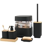 Cedarshin Bathroom Accessories Set,Matte Black, 6PCS | Luxury Bathroom Decor with Trash Can,Elega...