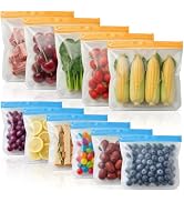 10 Pack Reusable Gallon Freezer Bags Reusable Sandwich Bags Dishwasher Safe, Silicone Leakproof F...